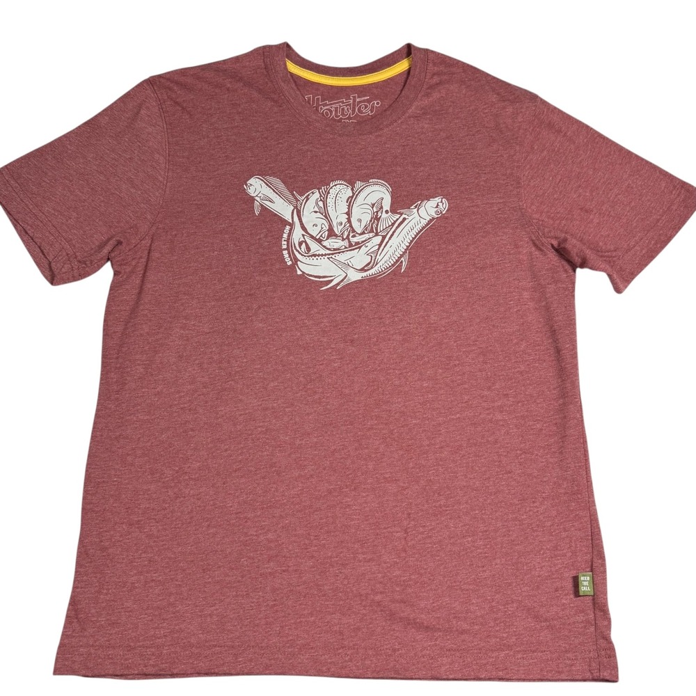 Howler Brothers T-Shirt Men Medium Graphic Tee Maroon Heather Shaka Fish
Surf